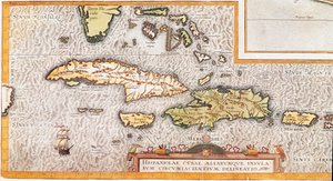 कैरेबियन सागर में ग्रेटर एंटिल्स और लेसर एंटिल्स के द्वीप (map द्वारा अज्ञात कलाकार
