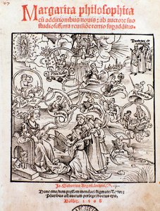 द लिबरल आर्ट्स: ट्रिवियम (व्याकरण, तर्क और बयानबाजी) और क्वाड्रिवियम (अंकगणित, ज्यामिति, संगीत और खगोल विज्ञान) (उत्कीर्णन) द्वारा अज्ञात कलाकार