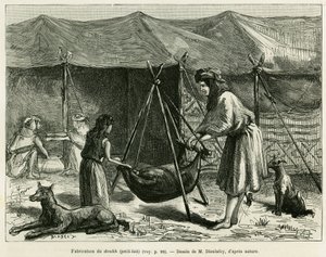 करौं क्षेत्र की चरवाहों की महिलाओं द्वारा दूध का निर्माण। एडौर्ड चार्टन (1807-1890) द्वारा निर्देशित, ले टूर डू मोंडे 1886 में अकादमी अधिकारी, जेन डेलाफॉय (1851-1916) द्वारा कहानी ला पर्स, ला चाल्डी एट ला सुसियान को चित्रित करने के लिए उत्कीर्ण, हा द्वारा अज्ञात कलाकार