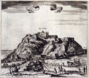 तिब्बत। ल्हासा में पोथला, महल या दलाई लामा का दृश्य। अथानासियस किरचर (1601 - 1680), जेसुइट, ओरिएंटलिस्ट और जर्मन विद्वान, एम्स्टर्डम 1667 द्वारा "डी चाइना स्मारक"। द्वारा अज्ञात कलाकार