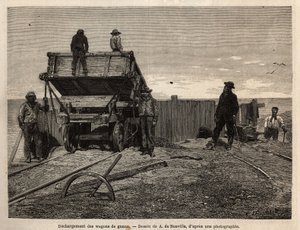 चिनचा द्वीप समूह (पेरू के दक्षिण-पश्चिमी तट के पास प्रशांत महासागर) में गुआनो वैगनों को उतारना, जिसका मुख्य हित गुआनो जमा (उर्वरक के रूप में उपयोग किया जाता है) का शोषण था, ग्रेनाइट चट्टानों पर जमा, जो विभिन्न प्रकार की शरण के रूप में काम करता था। समुद्री द्वारा अज्ञात कलाकार