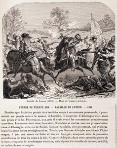 30 वर्षों का युद्ध: लुत्ज़ेन की लड़ाई (1632) और गुस्ताव एडोल्फ की मृत्यु। - "L'Histoire de France en 100 झांकी" में द्वारा अज्ञात कलाकार