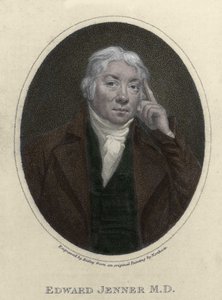 एडवर्ड जेनर (1749-1823), अंग्रेजी चिकित्सक, चेचक के खिलाफ प्रतिरक्षा के खोजकर्ता का चित्र। द्वारा अज्ञात कलाकार