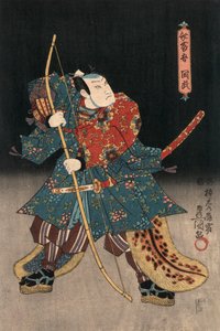 एक समुराई की भूमिका निभाने वाले अभिनेता का Ukiyo-e Print द्वारा Kunisada द्वारा उतागावा कुनीसदा