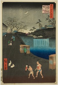 एओई स्लोप, तोरा गेट के बाहर (टोरनोमोन-सोतो एओइज़ाका), श्रृंखला quot;वन हंड्रेड फेमस व्यूज़ ऑफ़ एडो (मीशो एडो हयाकेई)quot; से द्वारा उटगावा हिरोशिगे