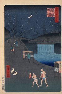 टोरानोमन के बाहर एओई ढलान ईदो के एक सौ प्रसिद्ध दृश्य, 1856-1858। द्वारा उटगावा हिरोशिगे