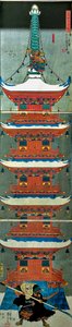 योशिनो पर्वत पर लड़ाई (योशिनोयामा कैसेन), c.1851 द्वारा उत्तगवा कुनिओशी