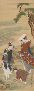 समुद्र के किनारे दो महिलाएं और एक लड़की, 1735-1814।