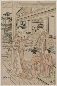 कोर्टेसन एक वेरंडा पर खड़ा है, 1790 के दशक की शुरुआत में।