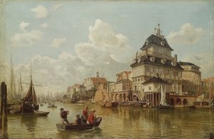 हैम्बर्ग के बंदरगाह पर ट्री हाउस। 1850