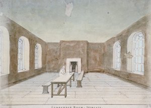न्यूगेट जेल, ओल्ड बेली, लंदन शहर, 1810 में निंदा कक्ष का आंतरिक भाग द्वारा वेलेंटाइन डेविस