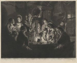 एयर पंप पर एक प्रयोग दिखाते हुए एक दार्शनिक, 1769।