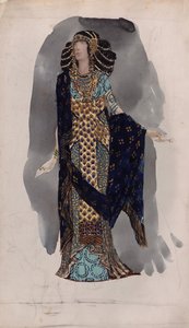 1900 के ओरिएंटल नर्तकियों की श्रृंखला से पोशाक डिजाइन द्वारा वासिली वासिलीविच व्लादिमीरोव