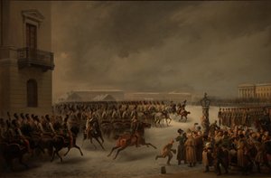 14 दिसंबर, 1825 को सीनेट स्क्वायर पर डिस्मब्रिस्ट विद्रोह कर दिया