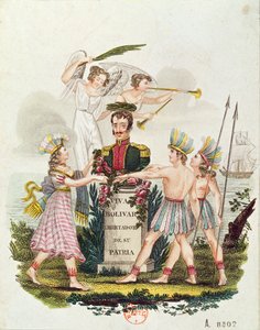 लोकप्रिय इमेजरी एक्सोलॉलिंग बोलिवर, c.1840 द्वारा वेनेजुएला का स्कूल