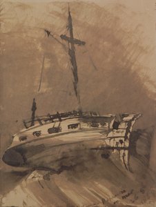 चोपाई सीज़ में एक जहाज, 1864 (कागज पर पेन und ink वॉश)