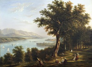 1845 में हडसन नदी पर हाइड पार्क से देखें द्वारा विक्टर डे ग्रिली