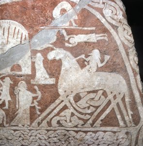वोटन (ओडिन), अपने आठ पैरों वाले घोड़े स्लीपनिर पर - गोटलैंड (स्वीडन) के द्वीप से वाइकिंग रून्स