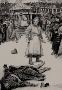 एम। लेर्मोंटोव द्वारा 1891 में व्यापारी कलशनिकोव की कविता की कविता। द्वारा विक्टर मिखायलोविच वासनेत्सोव