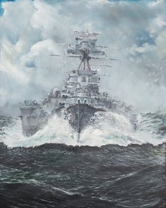 HMS हूड बिस्मार्क के लिए 23 मई 1941, 2014, (कैनवस पर तेल)