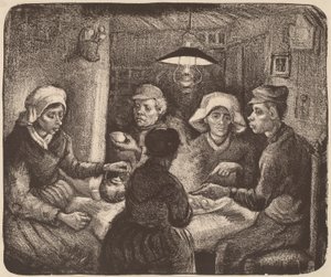 पोटैटो ईटर्स, 1885 (डार्क ब्राउन में लिथोग्राफ) द्वारा विन्सेंट वैन गॉग