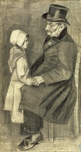 अपनी बेटी के साथ बैठा हुआ आदमी, 1882 द्वारा विन्सेंट वैन गॉग