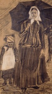 एक लड़की, 1882 के साथ एक छाता के तहत Sien द्वारा विन्सेंट वैन गॉग