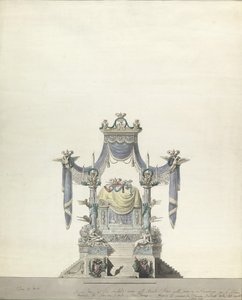 महारानी कैथरीन द ग्रेट ऑफ़ रशिया फ्रंट एलिवेशन के लिए कैटाफ़ल्क, 1796।