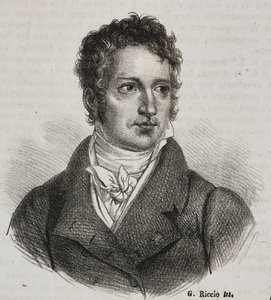 विन्सेन्ज़ो कैमुकिनी (1771-1844) का पोर्ट्रेट, इतालवी चित्रकार और पुनर्स्थापक, पोलियोरामा पिटोरेस्को से गेटानो रिकियो द्वारा लिथोग्राफ, एन 16, नवंबर 23