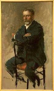 विटोरियो माटेओ कोरकोस (1859-1933) द्वारा इतालवी लेखक रेनाटो फुकिनी का पोर्ट्रेट, कार्डबोर्ड पर तेल, 23x14 सेमी