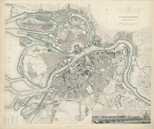 पीटर्सबर्ग का नक्शा, 1834 द्वारा डब्ल्यूबी क्लार्क