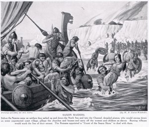 सेक्सन रेडर्स, &39;हचिन्सन हिस्ट्री ऑफ द नेशंस&39;, c.1910 से चित्रण