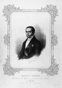 गेब्रियो कासाती का पोर्ट्रेट (1798-1873), इतालवी राजनेता जो सार्डिनिया साम्राज्य के प्रधान मंत्री थे, उत्कीर्णन द्वारा WG (बाद) थायर