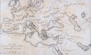 बारबेरियन देशों के इलाके और क्रमिक अग्रिम, c.1850 द्वारा डब्ल्यू ह्यूजेस