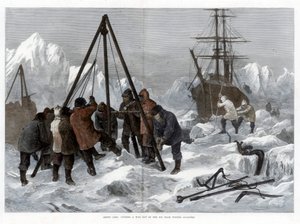 आर्कटिक लाइफ, विंटर आउट से बर्फ का रास्ता काटना, 1875 द्वारा डब्ल्यू। पामर