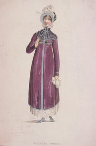 चलने की पोशाक में एक महिला, c1810
