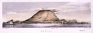 हेनरी सी। ट्रेरी (fl.1849-54), c.1849 (रंगीन लिथो) द्वारा उकेरी गई नेविस, वेस्ट इंडीज के द्वीप पर चार्ल्सटाउन का दृश्य द्वारा WS (बाद) एंड्रयूज