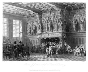 जस्ट ऑफ़ पैलेस, जस्ट नक्काशीदार चिमनी, ब्रुग्स, 1840 के साथ