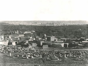 सुलह, दमिश्क, ओटोमन सीरिया से 1895 में सिटी पैनोरमा।