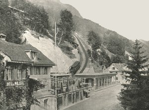 पिलाटस रेलवे, अलपनास्टैड, स्विट्जरलैंड का प्रारंभिक बिंदु, 1895। द्वारा डब्ल्यू एंड एस लिमिटेड