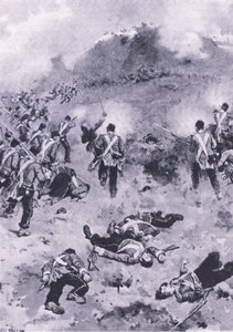 रेडन पर हमला, ब्रिटिश बैटल ऑन लैंड एंड सी, 1915 से चित्रण द्वारा व्हेल पगेट