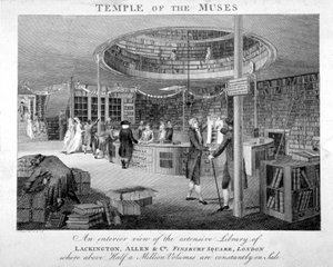 लंदन के फिन्सबरी स्क्वायर में द मसेस बुकशॉप का मंदिर, c1810।