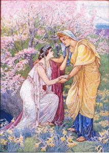 उनकी बेटी के लिए आनन्दित डेमिटर उनकी तरफ से था, ग्रीस की कहानी, 1930 के दशक का चित्रण द्वारा वाल्टर क्रेन