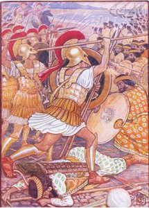 वे १ ९ ३० के दशक की द स्टोरी ऑफ़ ग्रीस से चित्रण, जबरदस्त बल के साथ फारसी सेना में दुर्घटनाग्रस्त हो गए द्वारा वाल्टर क्रेन