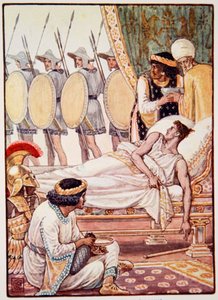 एक प्रयास के साथ उन्होंने उन्हें देखा जैसा कि वे पास हुए, मैरी मैकगलर द्वारा &39;द स्टोरी ऑफ़ ग्रीस&39; का चित्रण, 1 संस्करण, 1913 (कलर प्रिंट) द्वारा वाल्टर क्रेन