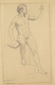 बैठा नर नग्न, c.1870-77 (विंग पेपर पर ग्रेफाइट)