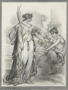 &39;विजय और इतिहास&39; के लिए अध्ययन (कागज पर काले और सफेद चाक)