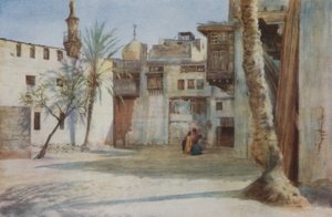 टेंटमेकर्स बाजार के पास एक आंगन, काहिरा रंग लिथो द्वारा वाल्टर स्पेंसर स्टैनहोप टायरविट