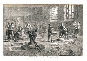 लगभग 1800, 1878 की ड्राइंग से मिंट का इंटीरियर