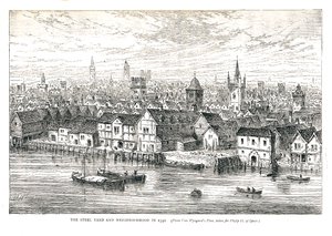 स्टील यार्ड आयरन घाट और पड़ोस 1540 में। नदी के किनारे पर, 1878